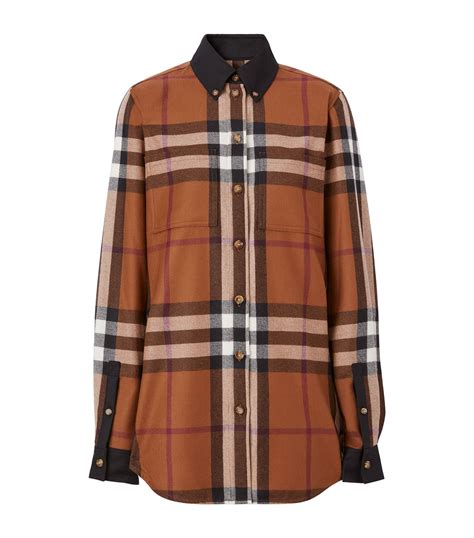 Burberry Mini Camber Check Shirt, Deep Burgundy, Size 4